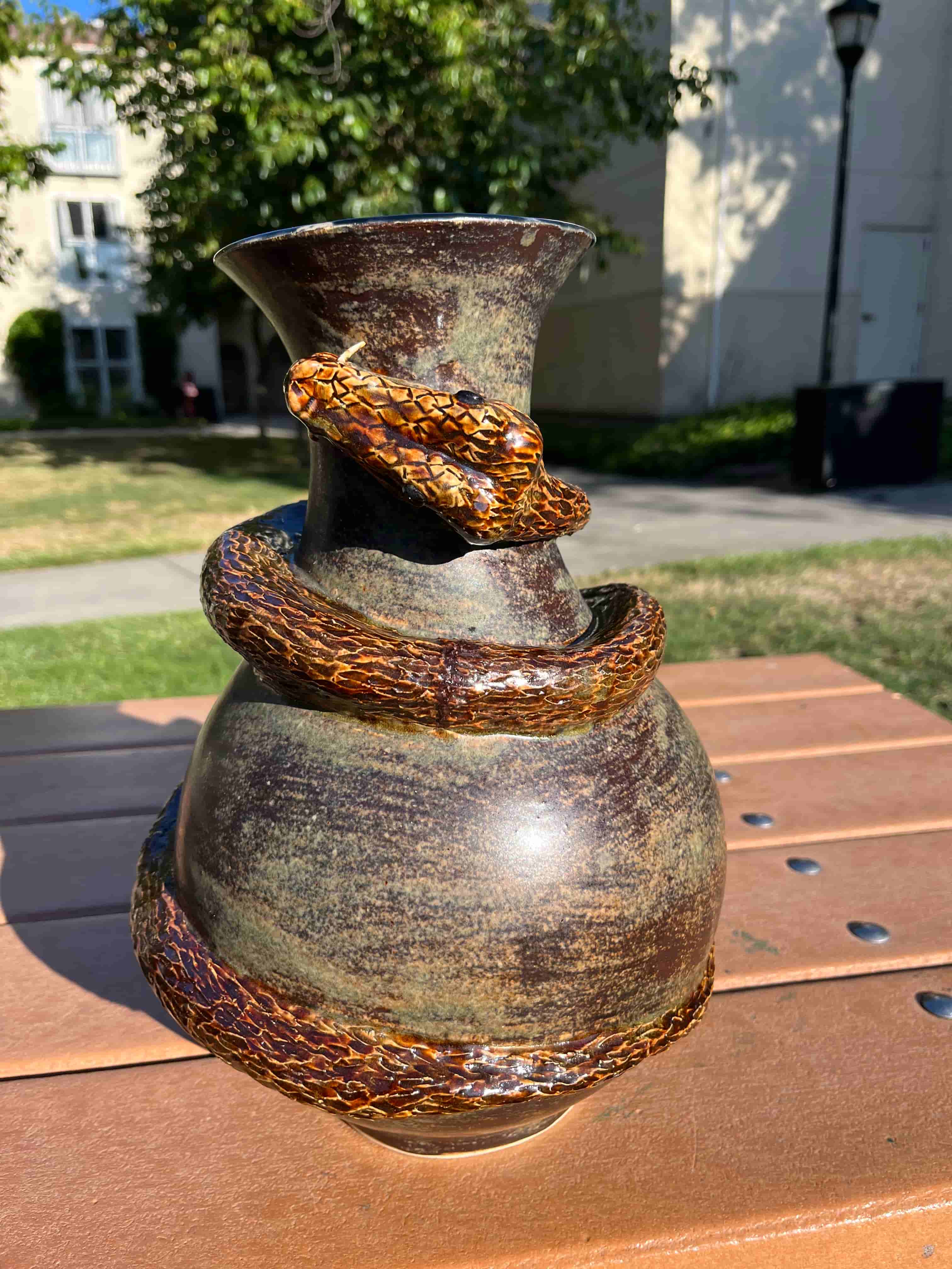 A ceramic snake.