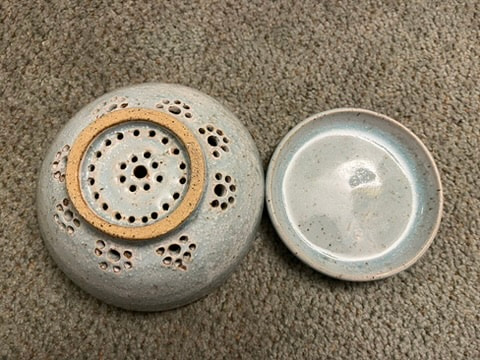 A blue berry bowl.