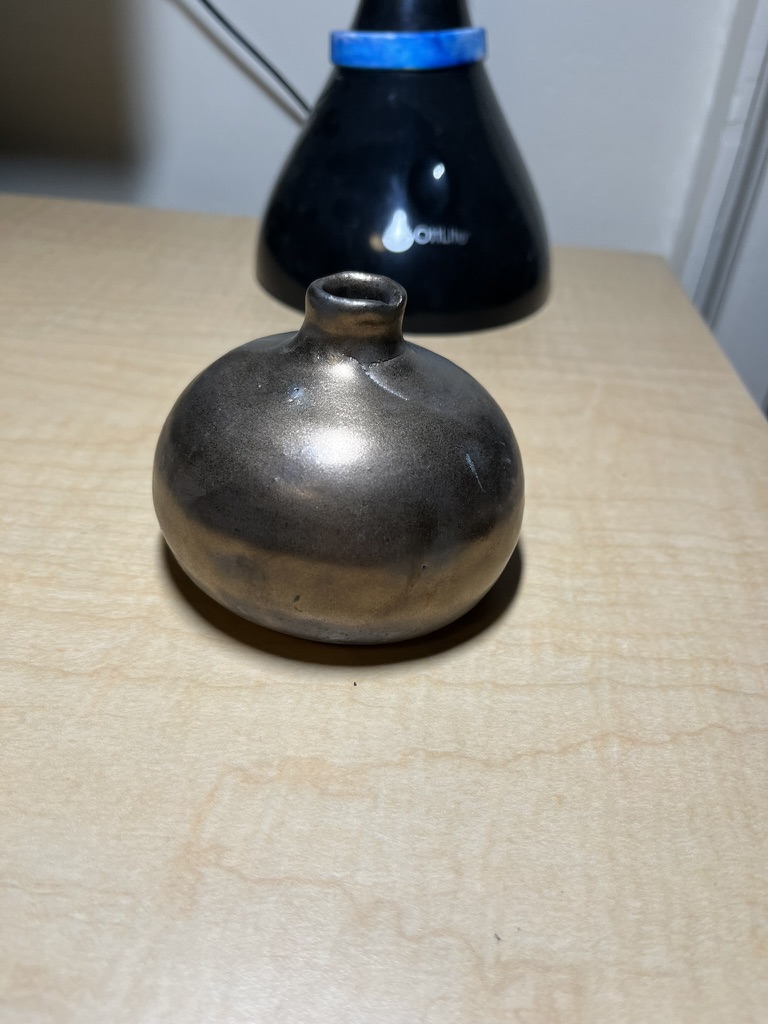A metal boob sculpture.