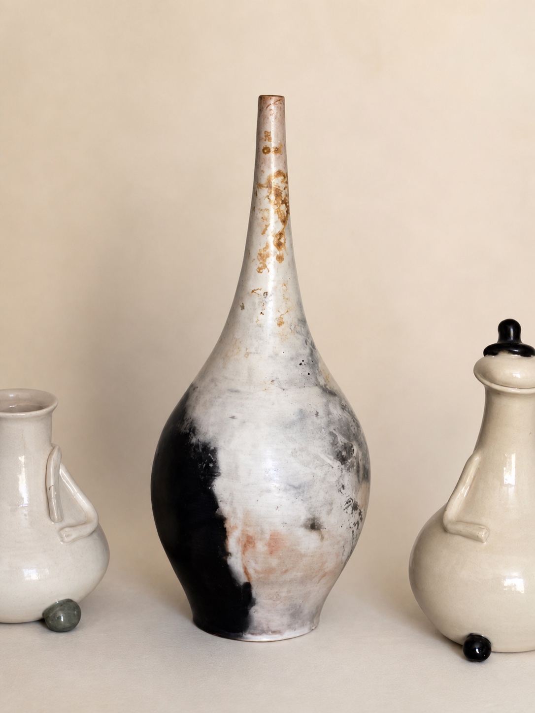 A pit-fired ceramic vase.