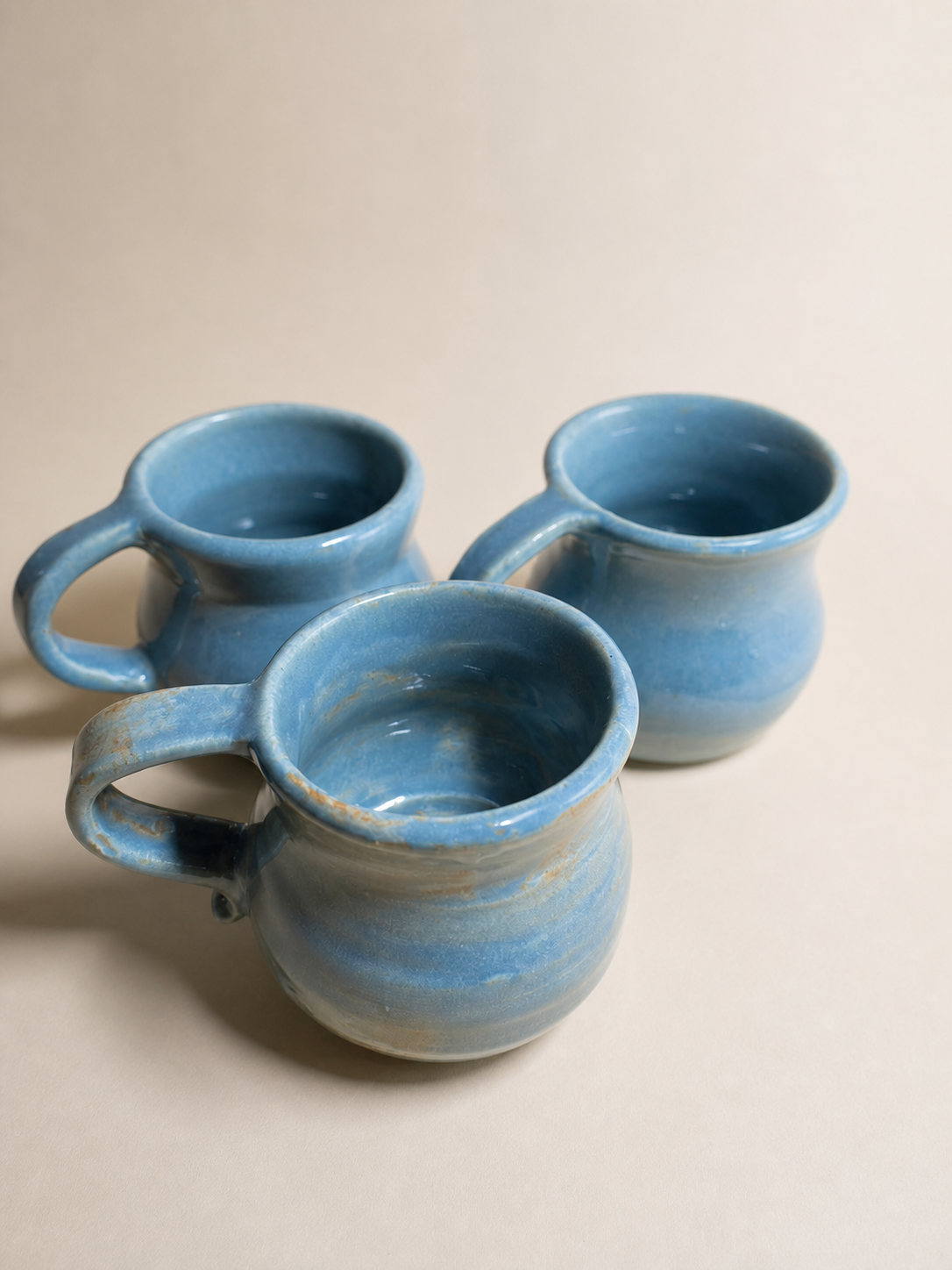 Blue mugs.
