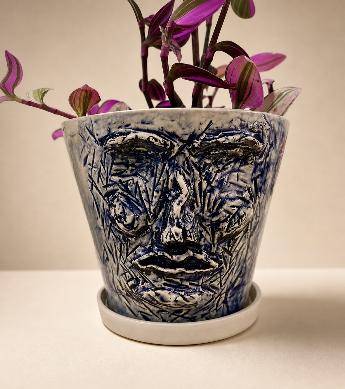 A pot with a face.