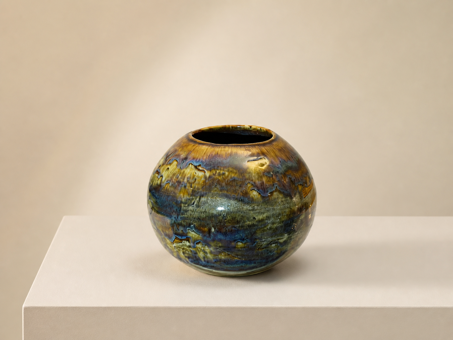 A brown fish bowl.